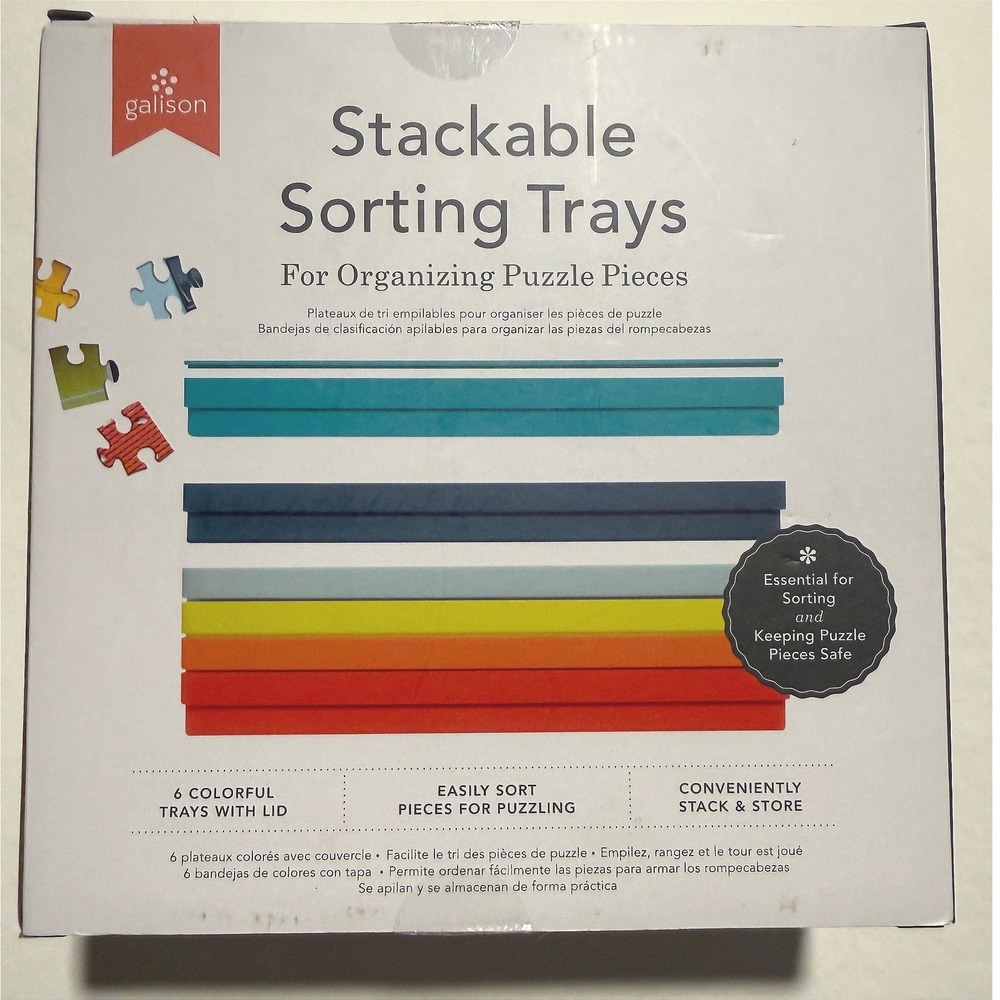 Galison Stackable Puzzle Sorting Trays 6 Colorful Trays with Lid 9780735373211